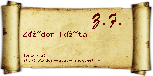 Zádor Fáta névjegykártya